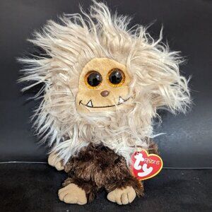 Ty Frizzys‎ Zinger Plush Monster Brown Tan Furry Amver Glitter Eyes Monkey 7"